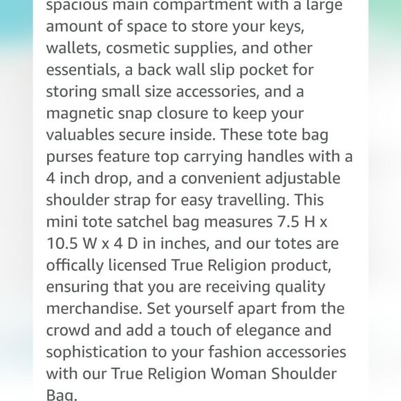 True Religion Quilted Horseshoe Modern Denim Tote Bag - Picture 12 of 16